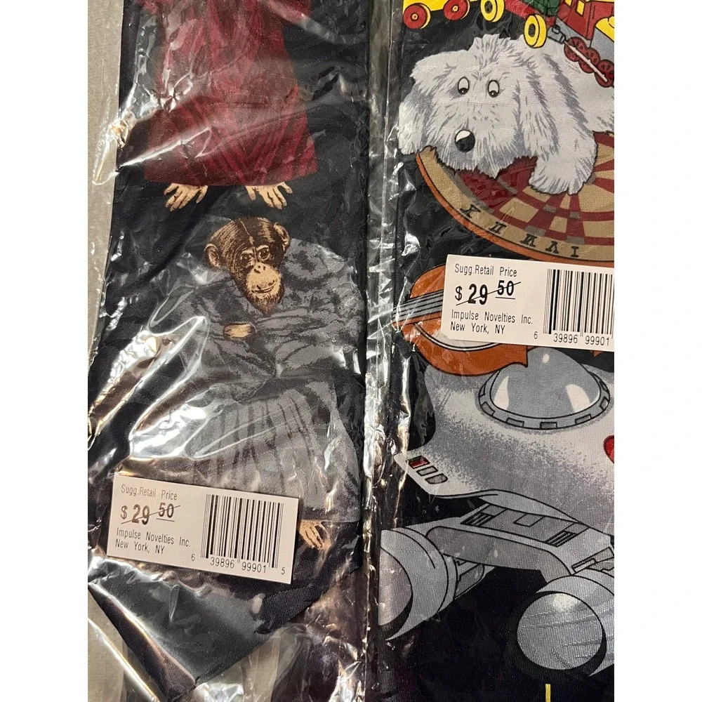 Marco Polo Italian Style Men Novelty Ties Three Wise Monkeys Retro Tech Navy 2PK
